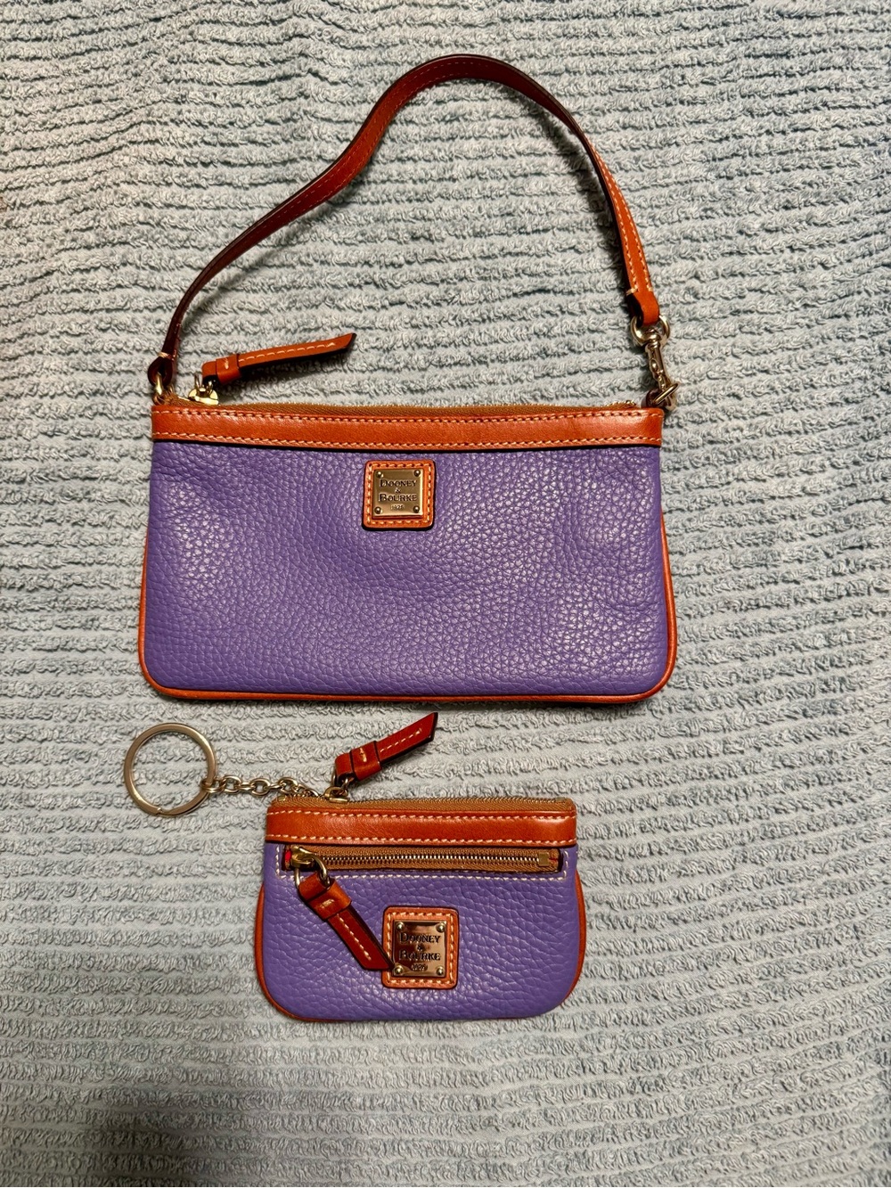 Dooney & Bourke Lavender Pebble Leather Wristlet and Coin Pouch
